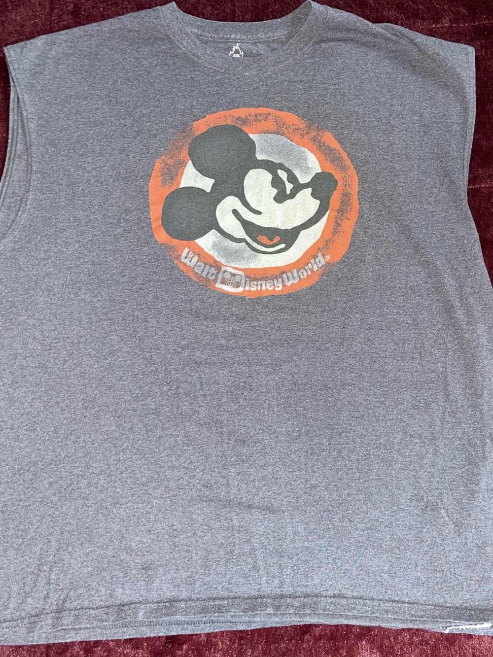 Hanes Gray Tank Top with Orange-Ring Mickey Graphic